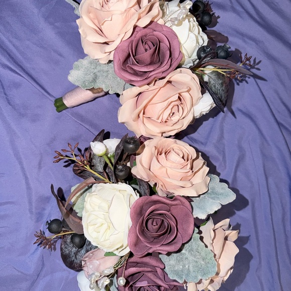 2 Ling’s Moments bouquets in Dusty Rose & Mauve